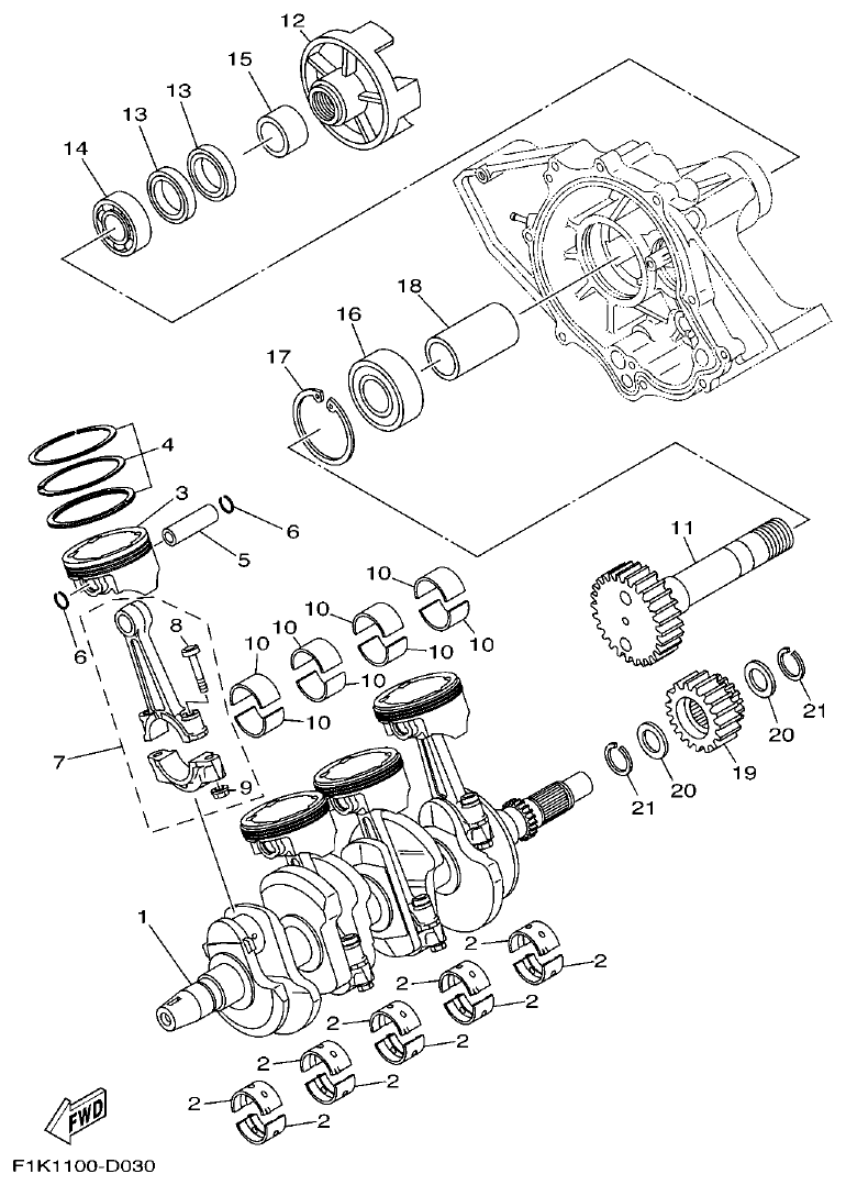 Yamaha F1KB CRANKSHAFT & PISTON parts diagram